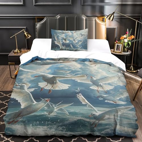 Linge de lit la mouette 3D imprimé en microfibre haute densité single