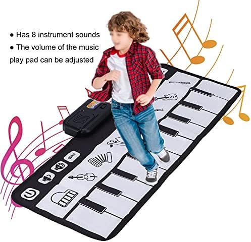 Musical Piano Mat, 80 X 30cm Foldable Kids Piano Keyboard Floor Carpet Toy Electronic Musical Instrument Educational Toys with 10 Keys and 8 Music Sounds for Kids Boys Girls 7 51YNma1 EAL. AC
