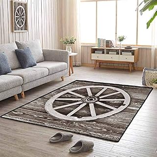 Carpets for Living Room Retro Wheel on Timber Wall Barn House Village Cart