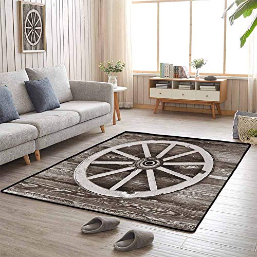 Carpets for Living Room Retro Wheel on Timber Wall Barn House Village Cart