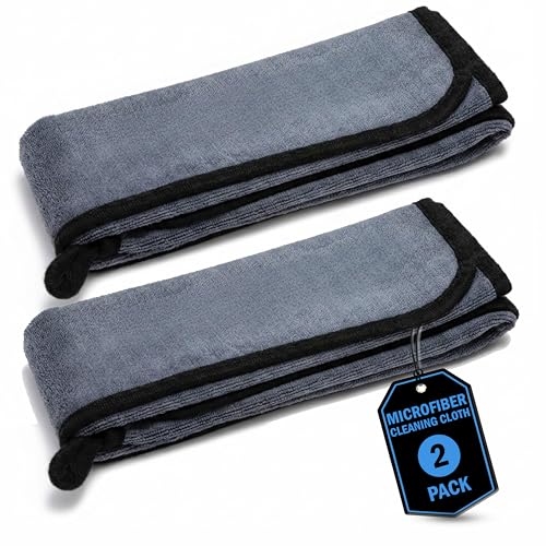Image of JD FRESH 2 Pack Microfiber Car Cleaning Cloth /Soft 400 GSM Extra Large (35x75 CM) Microfiber Cloth for Car, Bike, Household Cleaning /Suede Edging for Scratchless Drying and Detailing - Grey