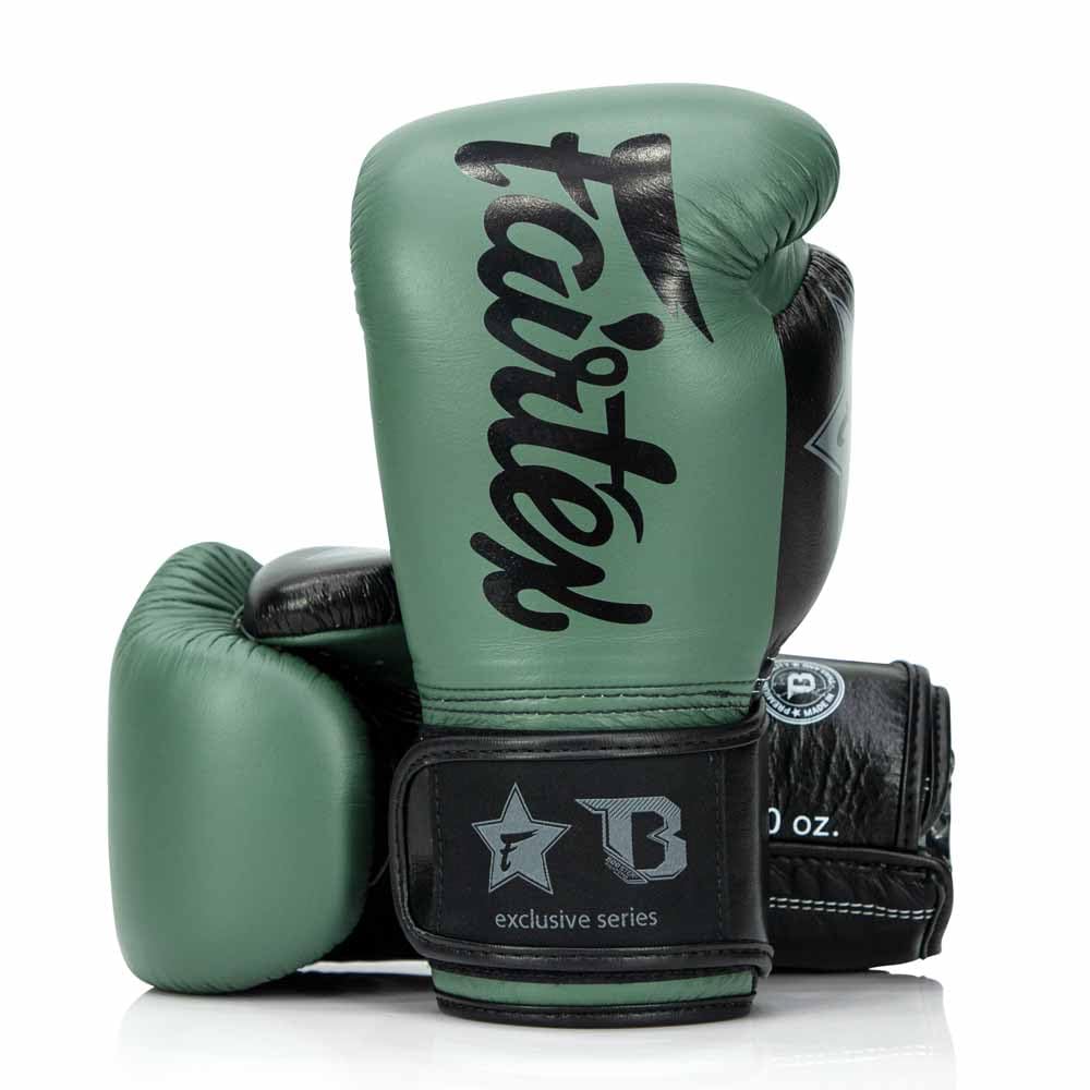 Fairtex x Booster Boxing Gloves - BG V2 - Genuine Leather - Dark Green/Black - 10 oz โ image 1