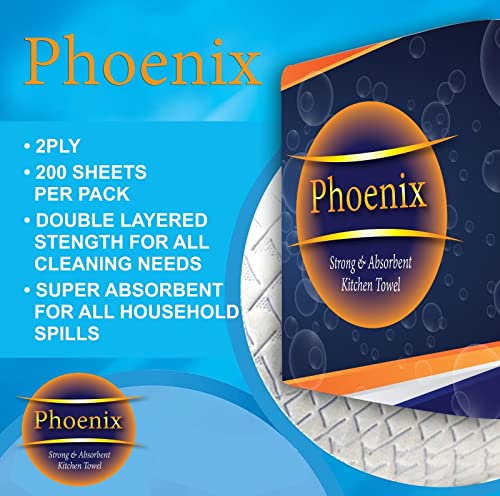 Phoenix Kitchen Towel Rolls 2 Ply – 24 Pack | Super Absorbent, Strong, Multipurpose Paper Towels for Cleaning, Spills & Wiping | Embossed, Family & Commercial Use - Image 2
