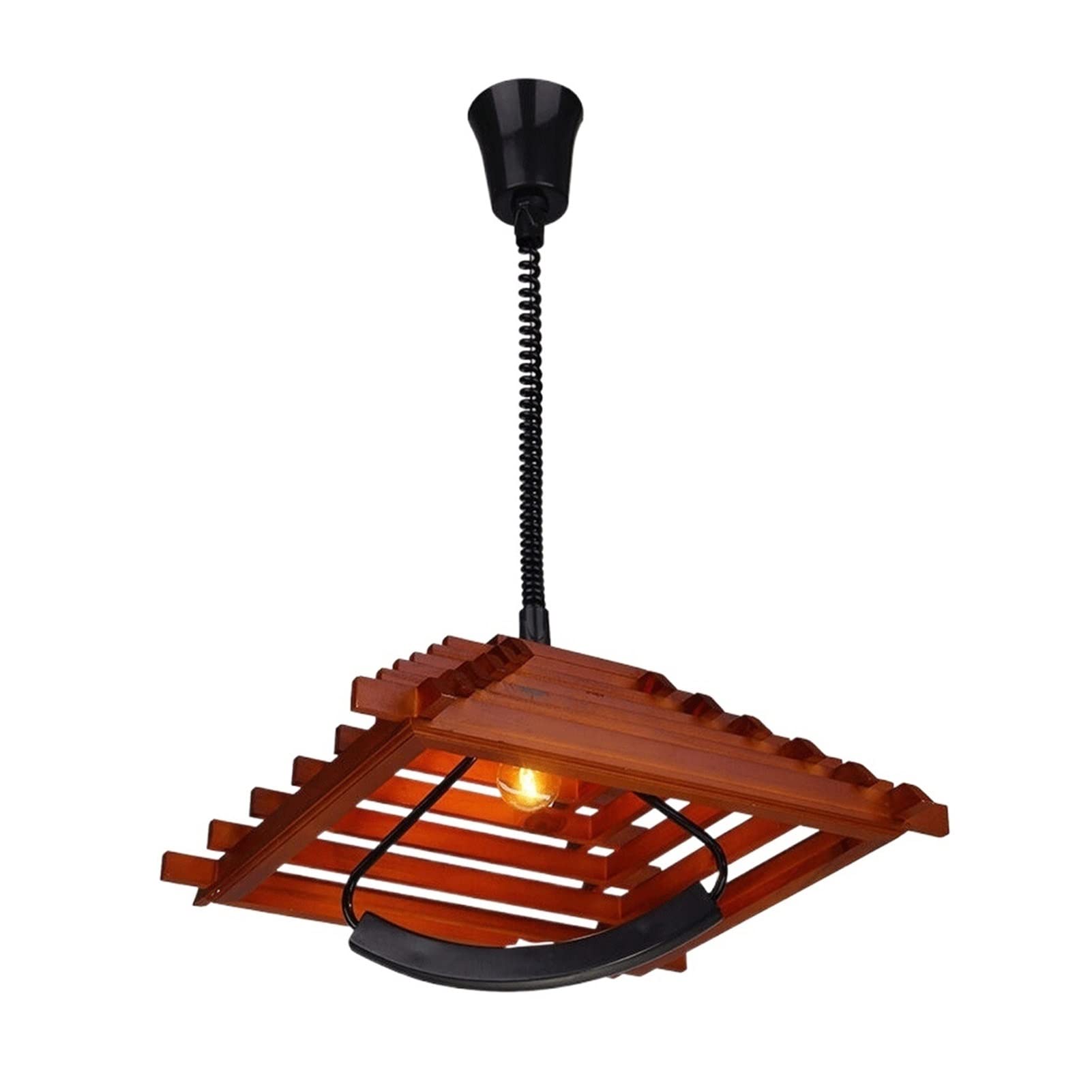 Lustre chinois en bois massif 40x40 cm pour salon de thé et bar rétro