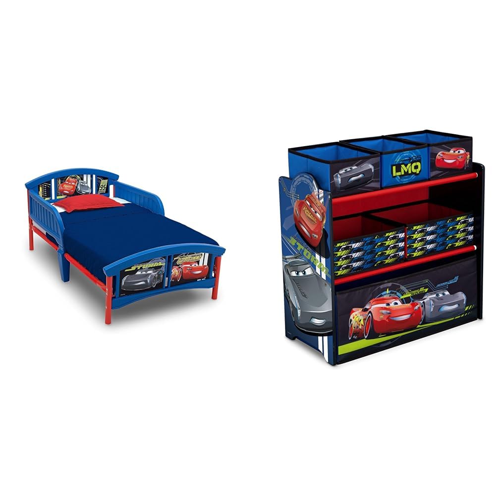 Delta Children Plastic Toddler Bed, Disney/Pixar Cars & Multi-Bin Toy Organizer, Disney/Pixar Cars