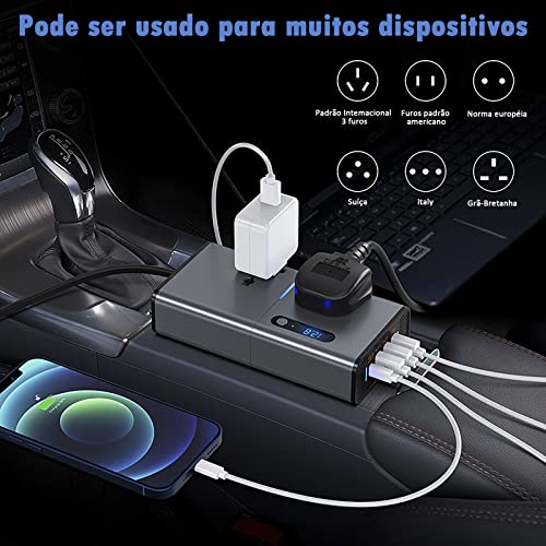 Inversor de energia para carro de 200W Novo adaptador de tomada para carro Carregador de saída DC 12
