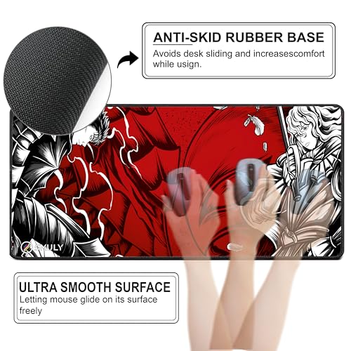 Image of Anime Mouse Pad 11x23 Inch 2mm Extended Gaming Desk Mat with Anti-Slip Rubber Base Mousepad for Smooth Surface Desk pad for PC & Laptop Use Waterproof & Stiched (Multicolour) Deskpad