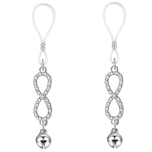 Mimimelon Faux Nipple Piercing Jewelry Rhinestone Nipple Chains Bells Nipple Noose Non Piercing Nipple Rings