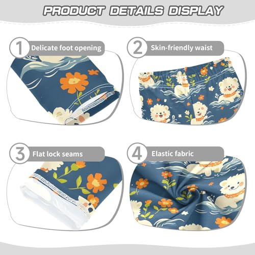Kawaii Poodle Floral Girls Leggings Soft Stretch Workout Yoga Dance Pants for Kids Casual Tights3