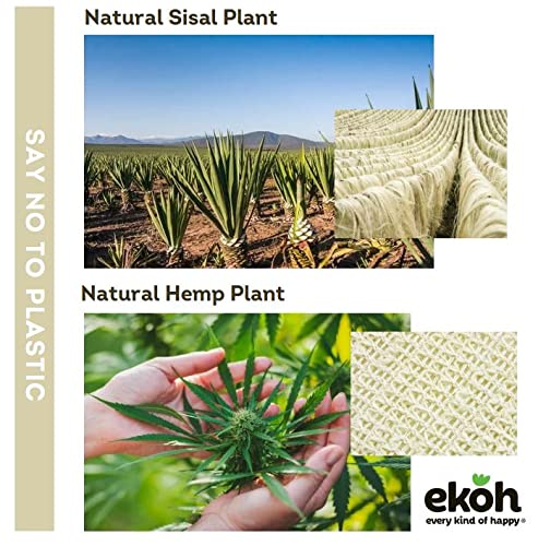 Ekoh Hemp Sisal Soap Saver Pouch, Exfoliator Drawstring Shower Pouch 3-Pack, Eco Gift Box, Zero Waste Plastic-Free Soap Pocket For Large Soap Bars #TOP5