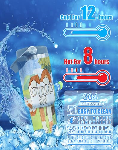Water Bottle for School 30 oz Tumbler with Handle and flip straw Vacuum Insulated Tumblers tainless Steel Insulated Tumbler Keeps Cold for 24 Hours, Leakproof Cup Fits in Cup Holder Girls Sis Gift