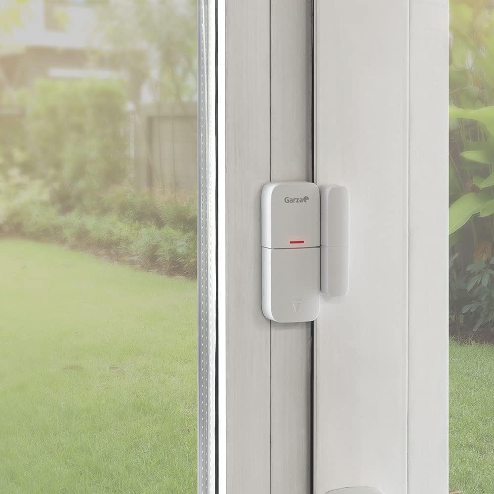 Garza Smart - Kit Sistema di Allarme Intelligente WiFi Domestico Sirena 120dB, 1 Sensore di Movimento, 3 Rilevatori di Apertura Porte/Finestre e 1 Telecomando WiFi 2.4GHz