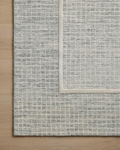 Image of Loloi Chris Loves Julia Briggs Mist /Ivory 9'-3 inch x 13' Area Rug | BRG-01 Approx. 9x13 Blue Living room Dining room Bedroom, Minimalist, Muted, Hand-Tufted, Area Rug
