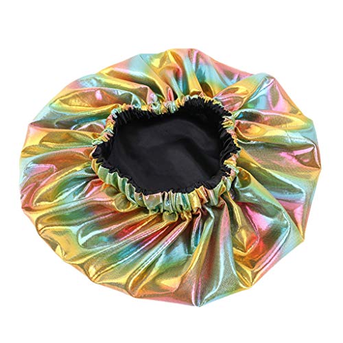 Generisch Gorro y gorros sueltos para dormir con forro de satén de doble capa para mujer (dorado, talla única)