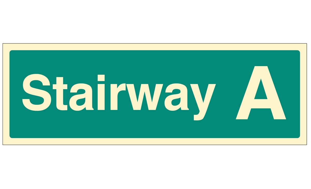Stairway A (self adhesive, glow in the dark, safety sign)