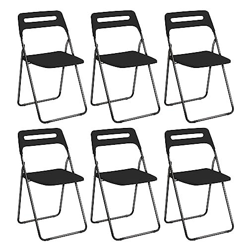 Baroni Home Silla Plegable para Ahorrar Espacio, Silla de Comedor para Interior y Exterior con Estructura de Acero, 42x38x78 cm (Negro, 6)