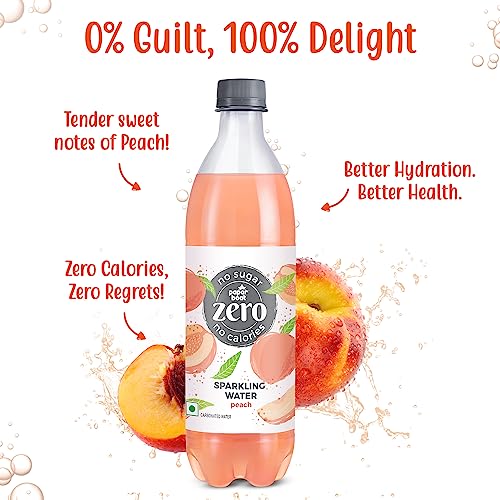 Image of Paper Boat Zero Peach Sparkling (Fizzy) Water - Pack of 3, 600 ml Each | Zero Calories, Zero Sugar Drink | Sugar Free | Flavoured Carbonated Water | No Aspartame