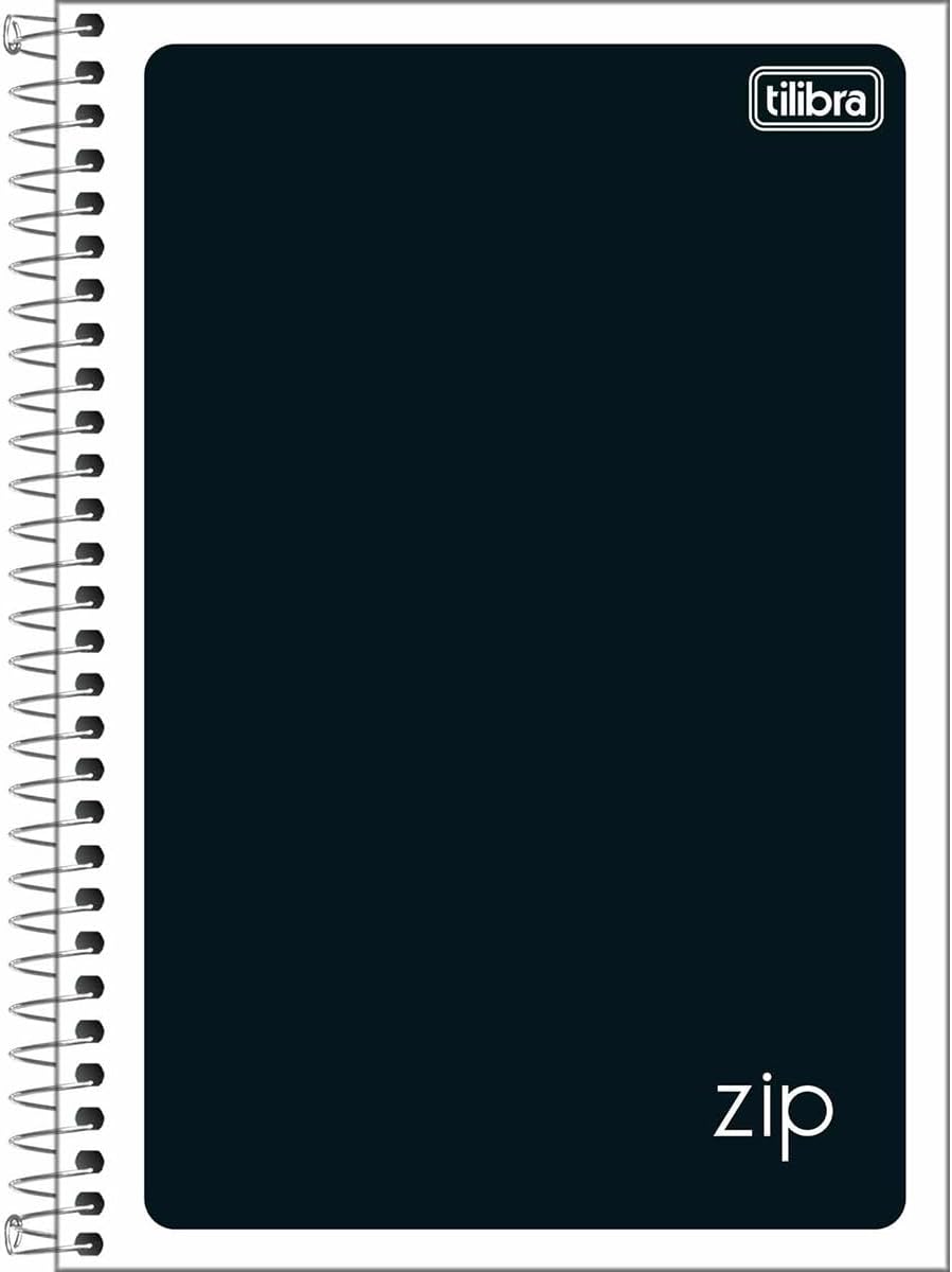 Tilibra - Caderno Espiral Capa Flexível 1/4 Zip Preto 48 Folhas