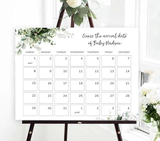 Baby Due Date Calendar, Baby Birthday Calendar, Baby Shower Game, Guess Baby's Birthday, Editable Baby Prediction, Due Date Game, Greenery Due Date Calendar