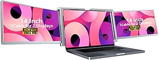 Extensor de Tela de Laptop Triplo de 14 Polegadas, Monitor IPS HD de 1920 X 1080, Extensor de Tela de Monitor Triplo Duplo Monitor Portátil para Laptop, Com Suporte Retrátil