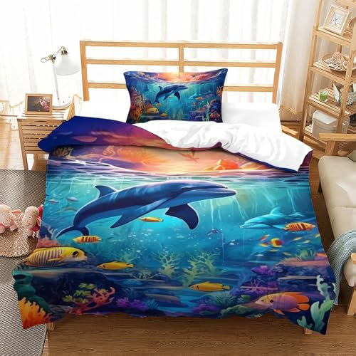 Parure de lit dauphin en microfibre douce avec fermeture éclair invisible