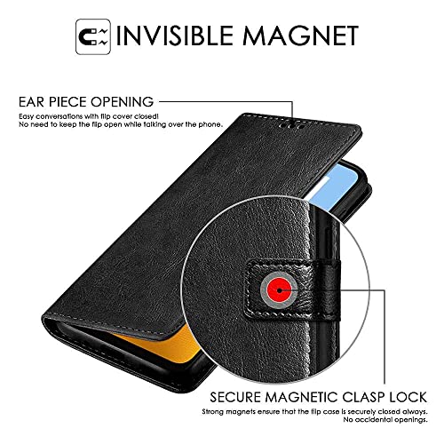 Image of WOW IMAGINE Shock Proof Flip Cover Back Case Cover for Samsung Galaxy M04 | F04 | A04e (Flexible | Leather Finish | Card Pockets Wallet & Stand | Black)