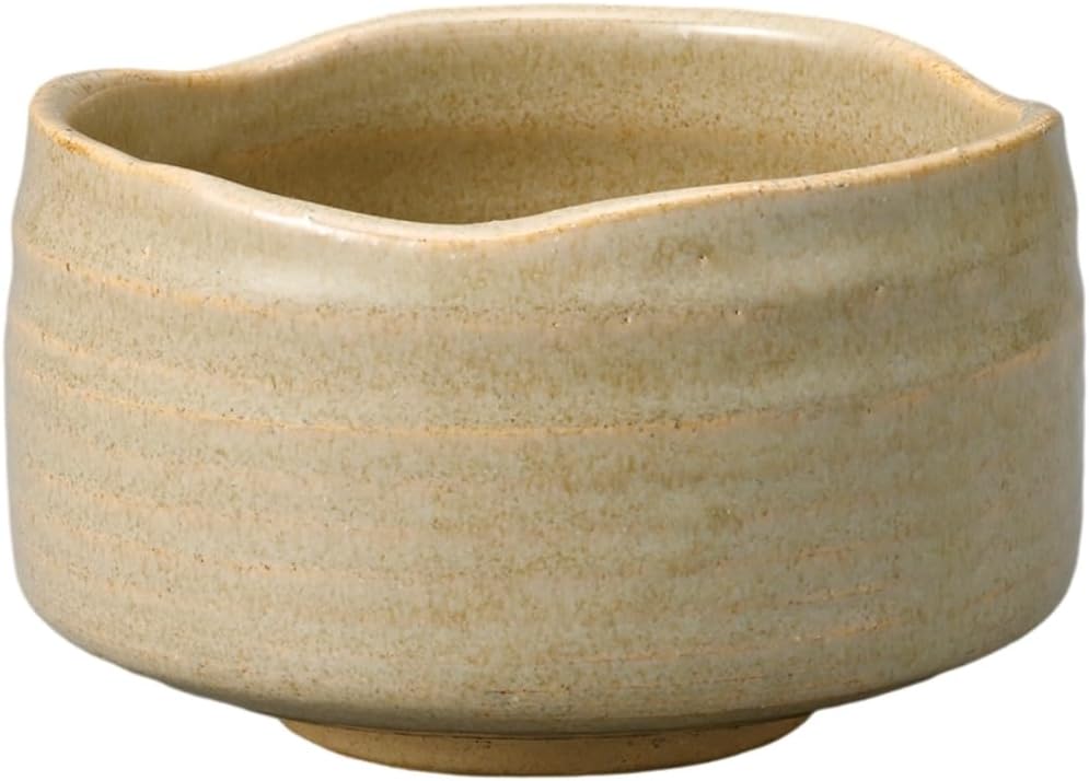 Ale-net Matcha Bowl, Mino Ware, Ceramic, Diameter 4.9 x Height 2.9 inches (12.4 x 7.3 cm), Olive White, Tea Utensils, Made in Japan