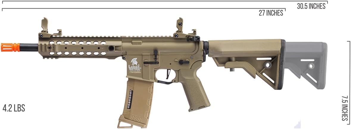 Lancer Tactical Gen 3 CQB M4 Airsoft with Programmable Mosfet/ETU-Electric Full/Semi-Auto AEG Rifle (Lipo Battery & Charger Included)