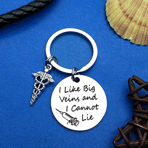 Phlebotomist Gifts Funny Nurse Keychain Phlebotomy Keyring Gift I Like Big Veins and I Cannot Lie Keychain Gift for Phlebotomist Nurse Phlebotomy Technician Christmas Graduation Birthday Gift