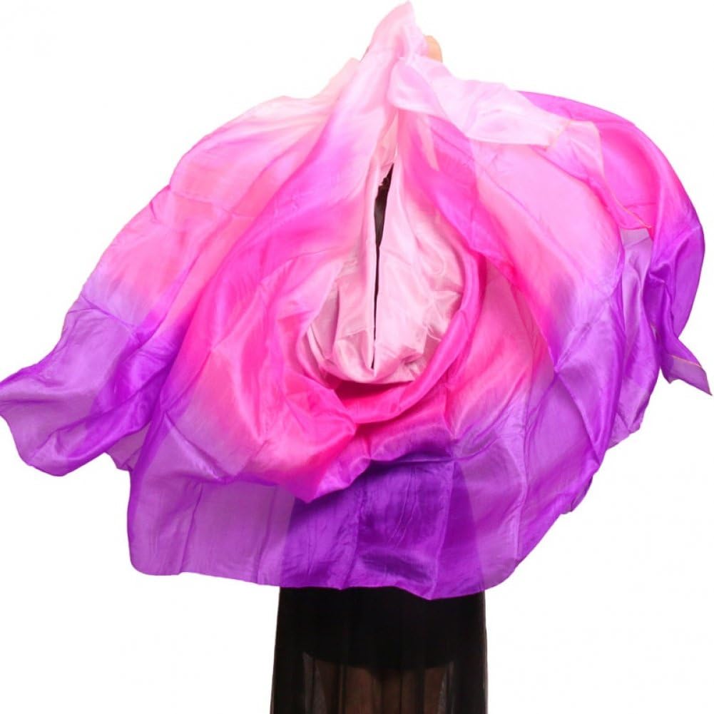 Baokuan Professional Dance Silk Veil - Hand-made Belly Dance Scarf, Beautiful Gradual Colors for Performances, Flowing Yoga Shawl