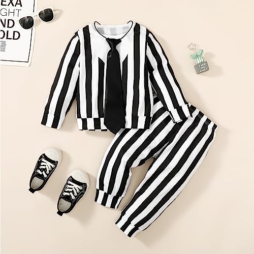 Disfraz para bebé niño con ropa a rayas blancas y negras miniatura 5