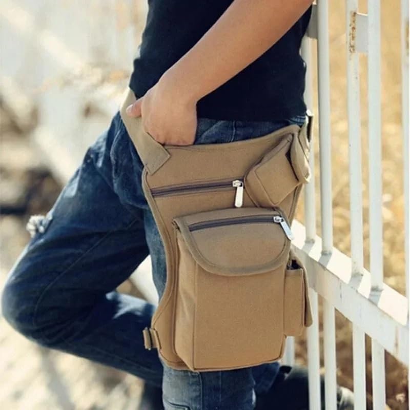 Bolsa Pierna Moto, Pernera Moto Riñonera multifunción de algodón for Deportes al Aire Libre, Bolsa Lona for la Pierna, cinturón for Dinero, 1 Unidad(Brown)
