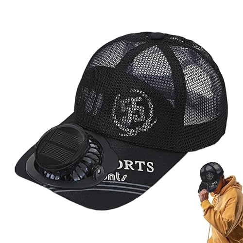 Yaoliucp - Solar Fan Hat USB 3 Speeds 650mAh Cooling Hat with Solar Fan with LED Display Outdoor Anti-UV Breathable Unisex Adjustable Baseball Cap for Biking, Hiking, Walking (Black), Sun Hat with Solar Fan