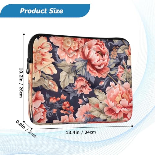 Funda para portátil 13-14 pulgadas impermeable con diseño floral naranja miniatura 3
