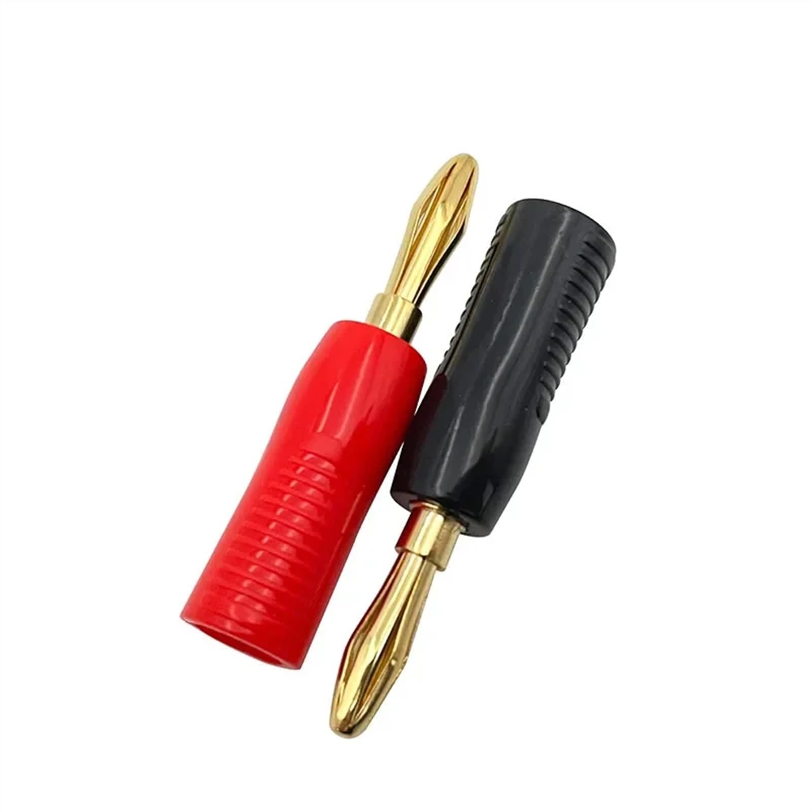 10 pièces 4mm fiches Banane plaqué Or Coque antidérapante câble de Haut-Parleur Musical Broche de Fil connecteurs de fiche Banane(10 Red)