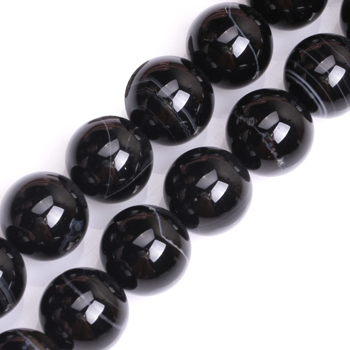 Agate noire naturelle 18mm perles rondes haut de gamme pour création de bijoux uniques