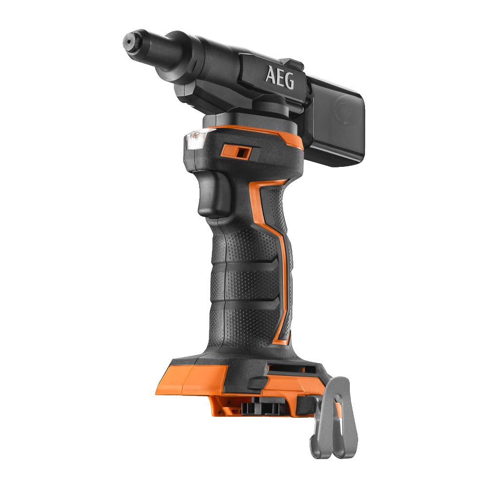 AEG - Rivettatrice da 18 Volt 10.000 N, diametro rivetti maxi da 2,4 a 4,8 mm fornito con 4 punte (senza battente. né caricabatterie) - BNZ18-0