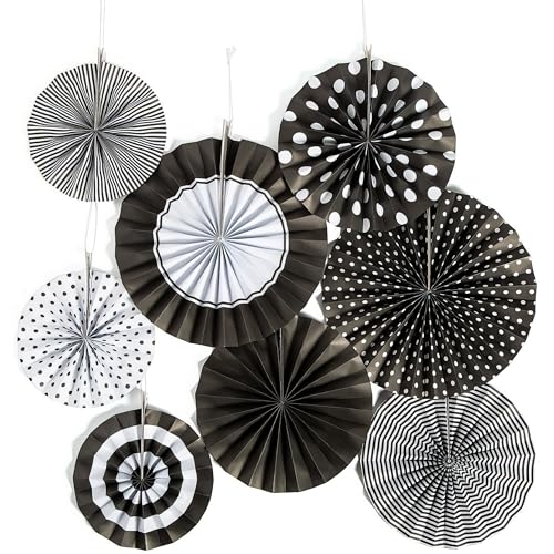 Éventails en papier noir pour décoration de fête facile à installer en salle