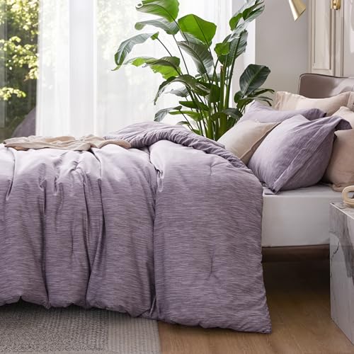 Image of Bedsure Full Comforter Set - Grayish Purple Soft Bedding for All Seasons, Cationic Dyed Bed Set, 3 Pieces, 1 Full Size Comforter (82 inchx86 inch) and 2 Pillow Shams (20 inchx26 inch+2 inch)