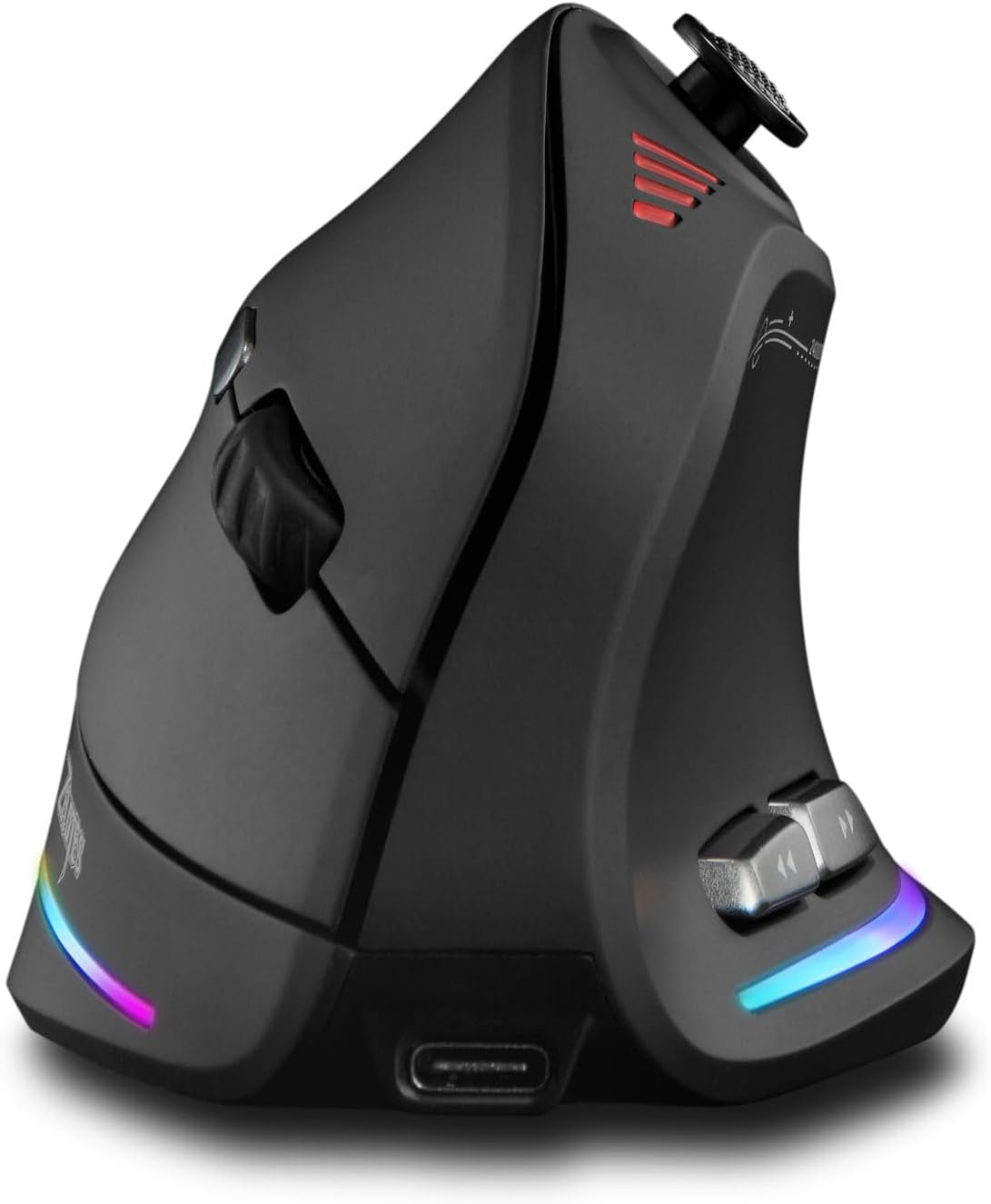 Draadloze ergonomische verticale gamingmuis met joystick, Bluetooth & 2.4G, 12 programmeerbare knoppen, verstelbare 24000 dpi, oplaadbare RGB-computermuis voor pc, MacBook & laptops