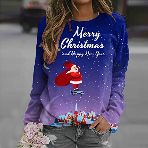 Women Christmas Fleece Sweaters, Long Sleeve Casual Loose Fit Sweaters Tops Crewneck Casual Fall Long Sleeve Tops Casual Fall Long Sleeve Tops Fashion Cute Going Out Tops #TOP3