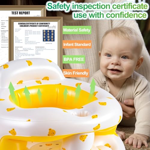 Image of Inflatable Baby Seat with Safety Clip to Chair Leg for Babies 3-36 Months | Upgraded V3.0 Front Bumper Anti-Fall Design, Sit Me Up Floor Seat for Baby Chair Sit, Built in Air Pump, Blow Up Baby Chair
