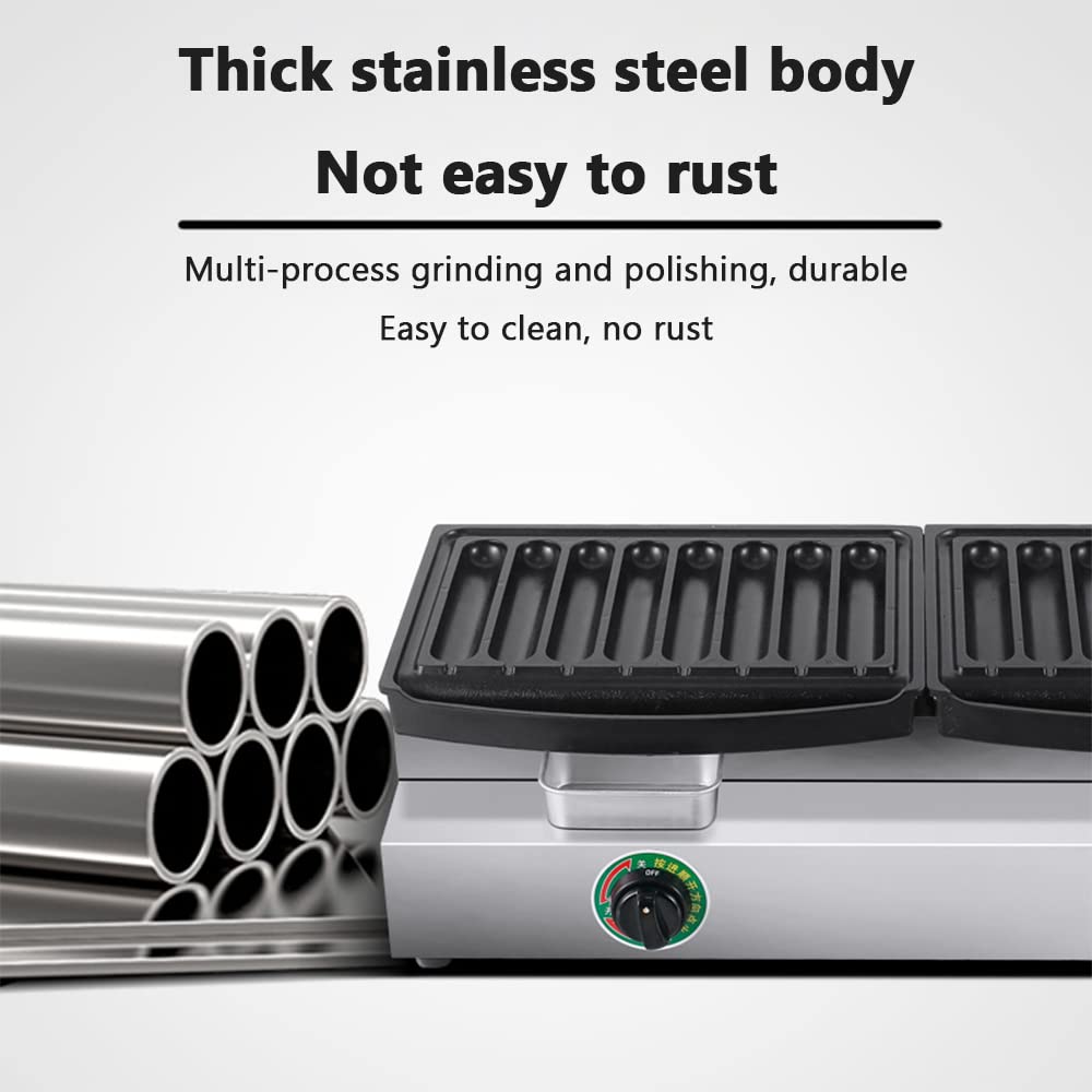 Máquina eléctrica Comercial para Perritos Calientes, Parrilla para Salchichas de Gran Capacidad con Tubo de 6/18, máquina Comercial Antiadherente para Perritos Cali,Stainless Steel-8
