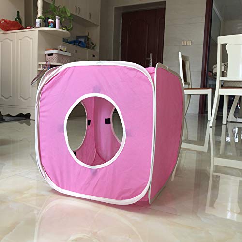Citmage Cat Cube Pop Up Non-Woven Fabric Play Tent Toy With Hook And Loop,3 Peek Holes Collapsible,Lightweight,Provide Exercise Game For Cats,Kitties,Puppies (Pink) #TOP6