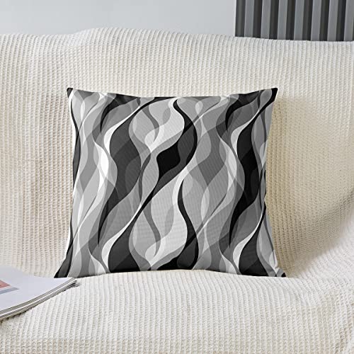 Loussiesd Grey Black Stripes Reversible Throw Pillow Covers Kids Geometric Pillow Covers Home Decor for Square Cushion Covers Set of 2 Modern Striped Art Abstract Art 22x22 Inch - Image 2