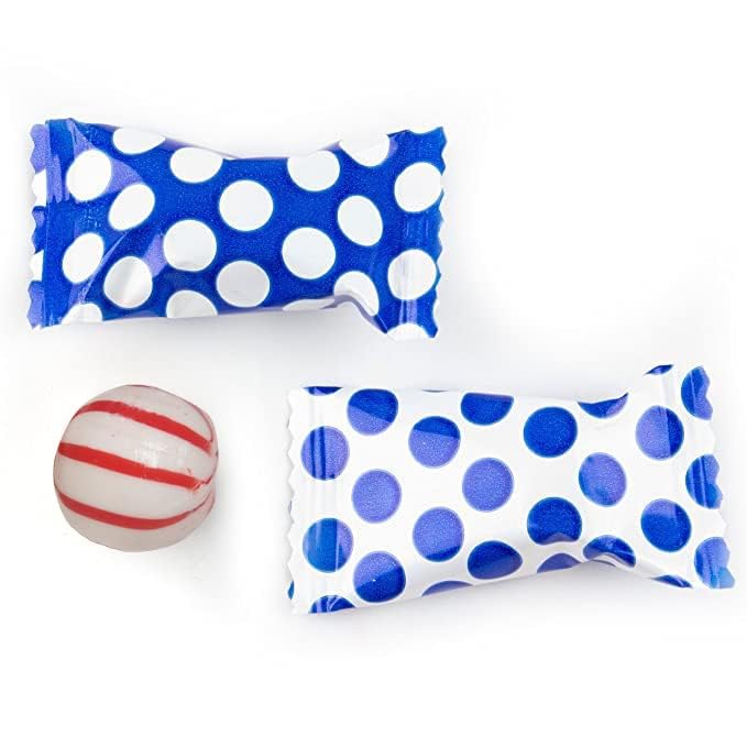 Naturejam 500ct Blue Polka Dot Peppermint - Individually Wrapped Mints Bulk - Blue and White Candy - Ideal Party Mints Peppermint Balls