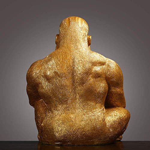 Wsimei Outdoor Gorilla Simulation Sculpture,Garden Statue,Indoor Outdoor Garden Sculpture,Resin Statues,Creative Crafts Gift,Yard Art Decoration Golden 45X30X54Cm #TOP3