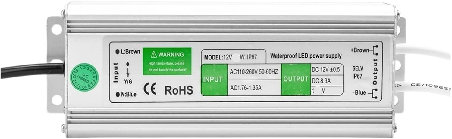 12V Waterproof IP67 LED Power Transformer Adapter 10w 20w 30w 36w 45w 50w 60w 80w 100w 120w 150w 200w 250w(150W)