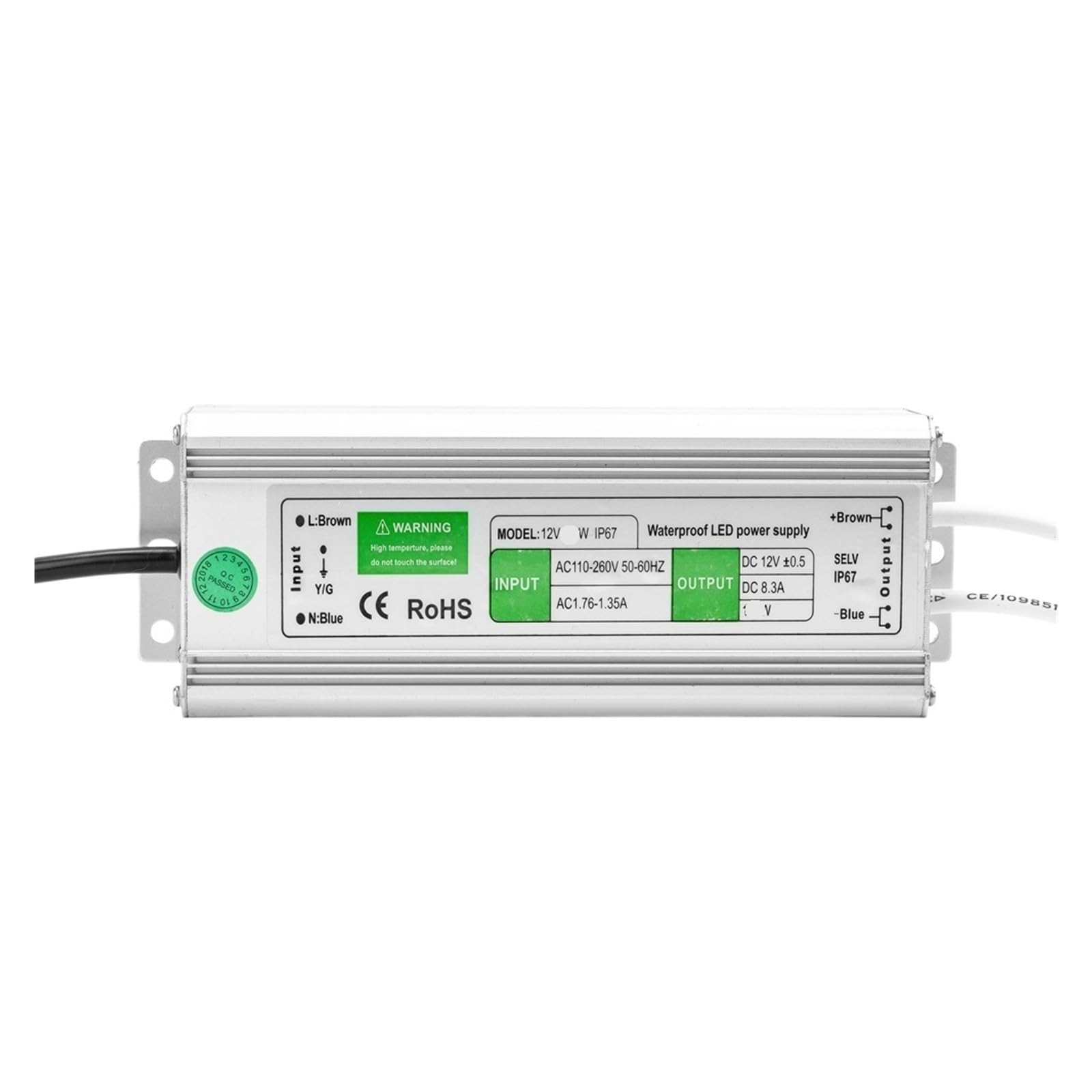 NVSFZGIYG 12V Waterproof IP67 LED Power Transformer Adapter 10w 20w 30w 36w 45w 50w 60w 80w 100w 120w 150w 200w 250w(80W)