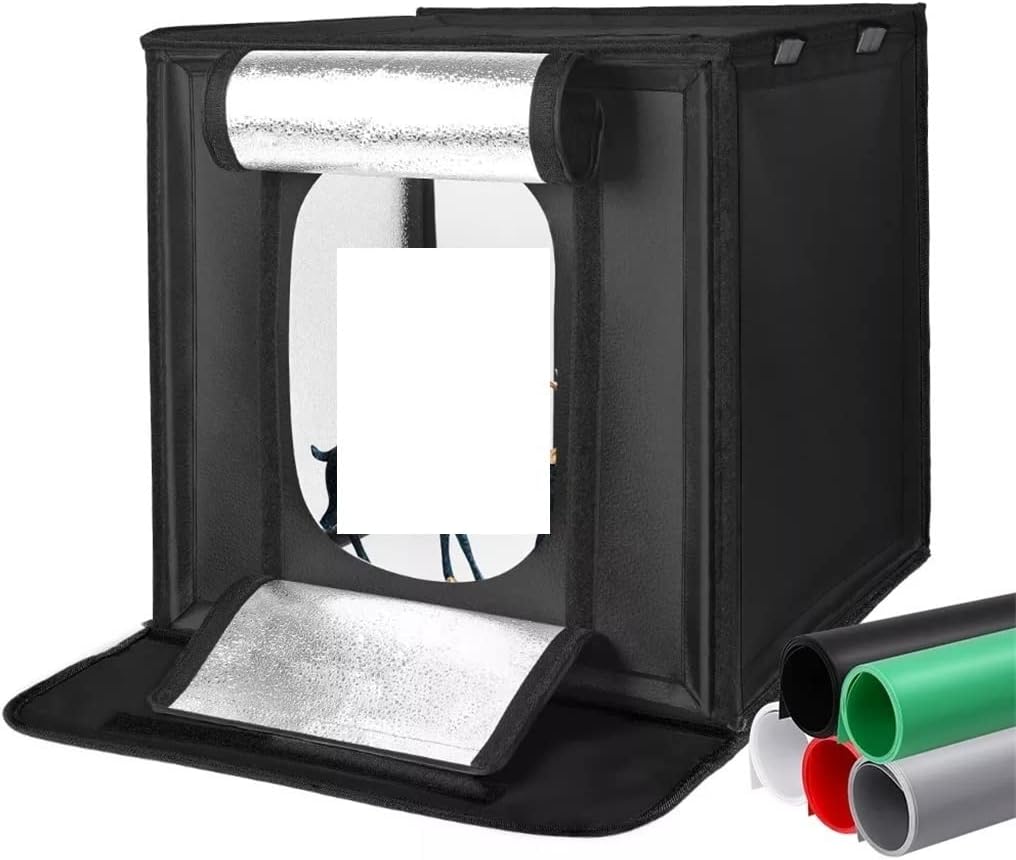 Photo Light Studio Soft Boxes Portable Foldable Dimmable Photography Table Shooting Tents Kit with 3Pcs Background Board(45x45cm)